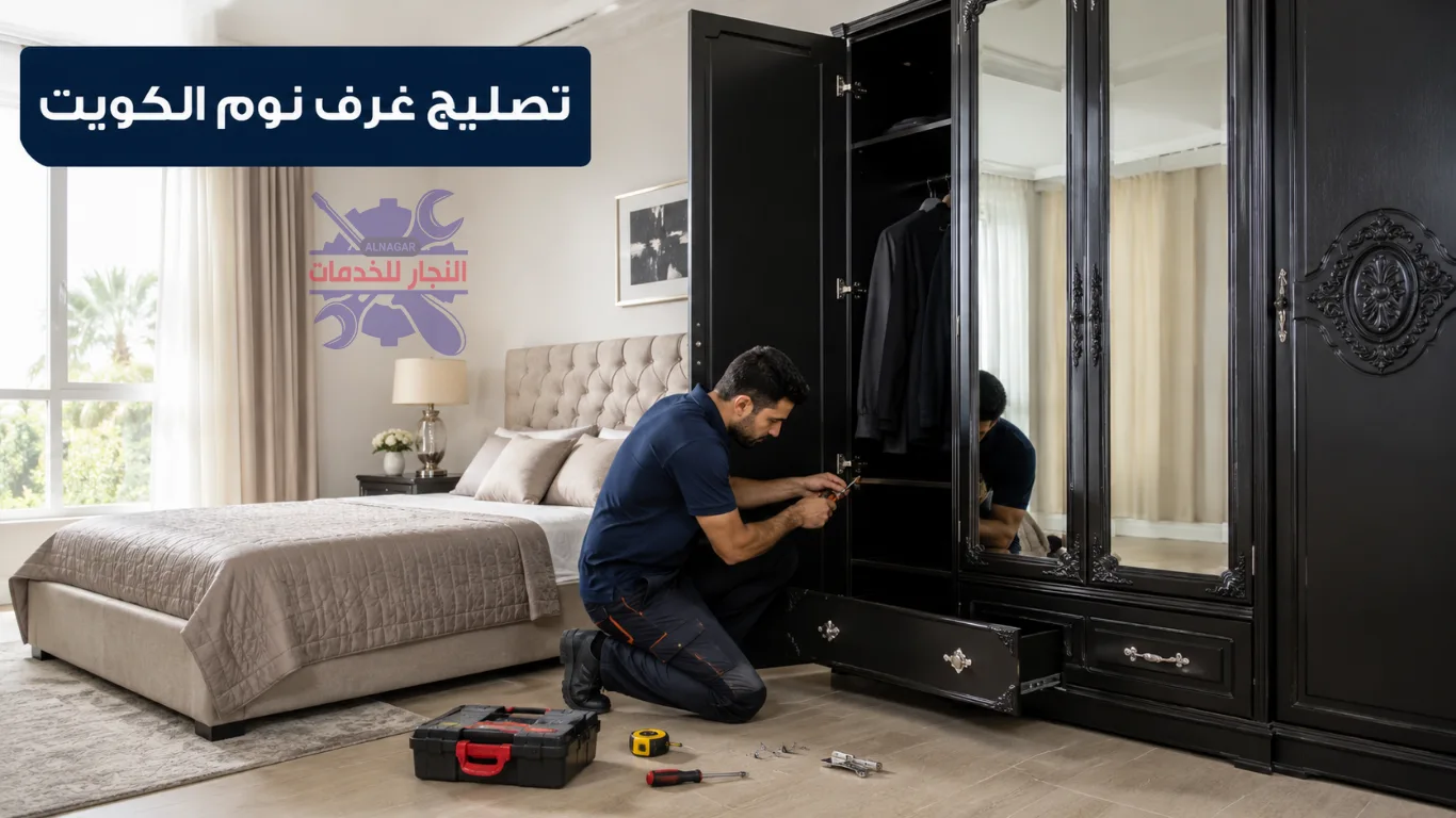 نجار بقوم بتصليح درج دولاب غرفه نوم مع ضبط السكة الداخليه