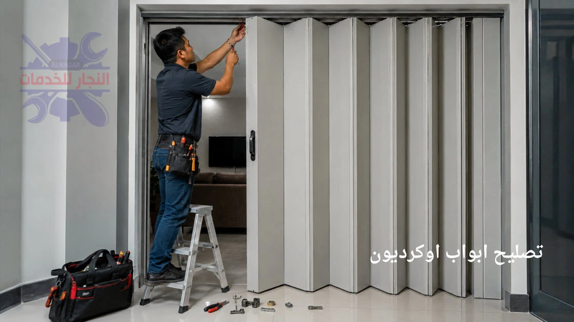 تصليح ابواب اوكرديون داخل منزل احد عملائنا بالكويت