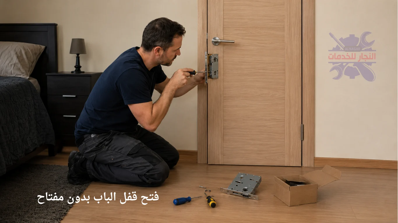فني يقوم بفتح باب مغلق بدون مفتاح